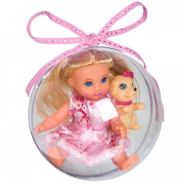 Куклы и одежда для кукол Bondibon Набор игровой куколка Oly 13 см с собачкой в прозрачном шаре ВВ3882