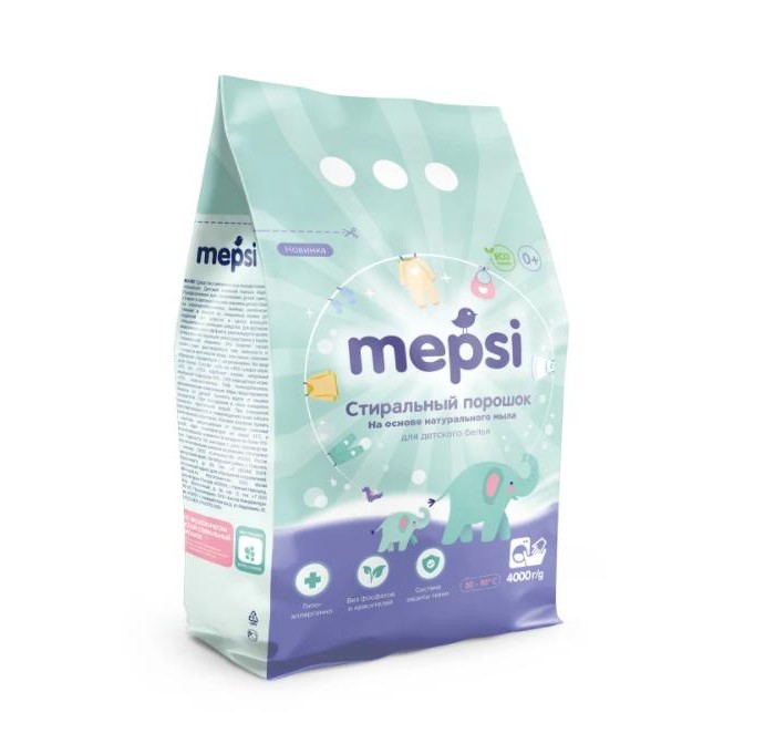 Бытовая химия Mepsi Стиральный порошок на основе натурального мыла для детского белья 4 кг стиральный порошок mepsi на основе натурального мыла 6000 гр