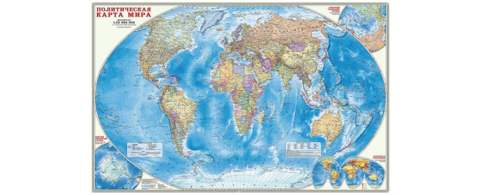  Геодом Карта настенная Мир Политический 124х80 см
