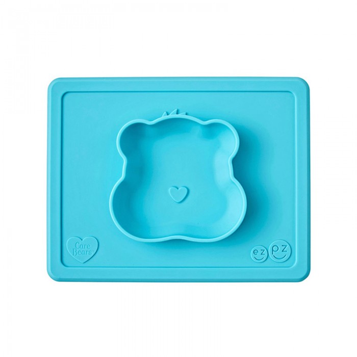 Ezpz Силиконовая тарелка-плейсмат Happy Bowl Care Bear Edition ezpz низкая тарелка с разделителями на прямоугольном подносе happy mat 540 мл
