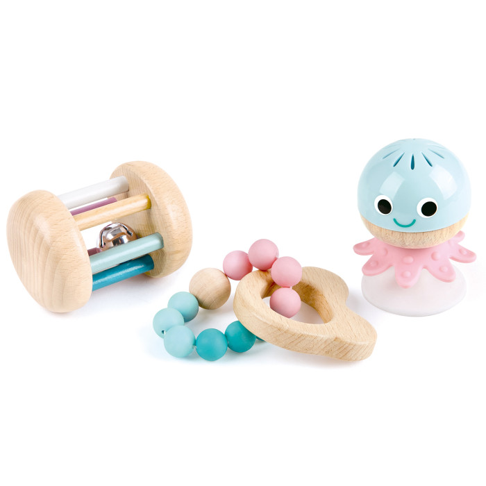 Погремушка Hape Набор погремушек для новорожденных Сенсорный игровой набор мир деревянных игрушек для раннего развития по методике фридриха фребеля