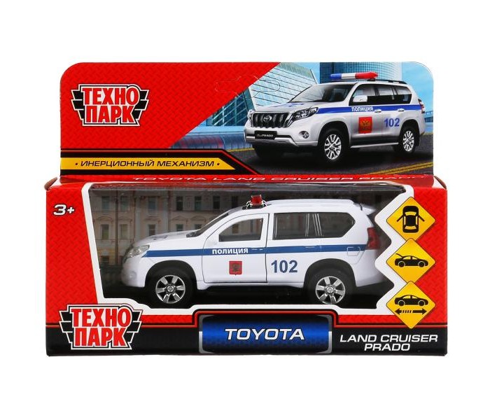 Технопарк Инерционная машина Toyota Prado Полиция технопарк машина металлическая toyota corolla полиция 12 см