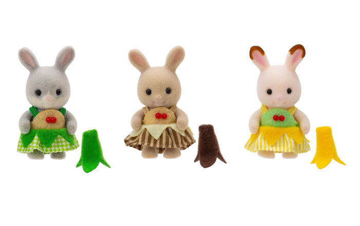 Игровые фигурки Sylvanian Families Малыши-крольчата в костюмчиках бананов