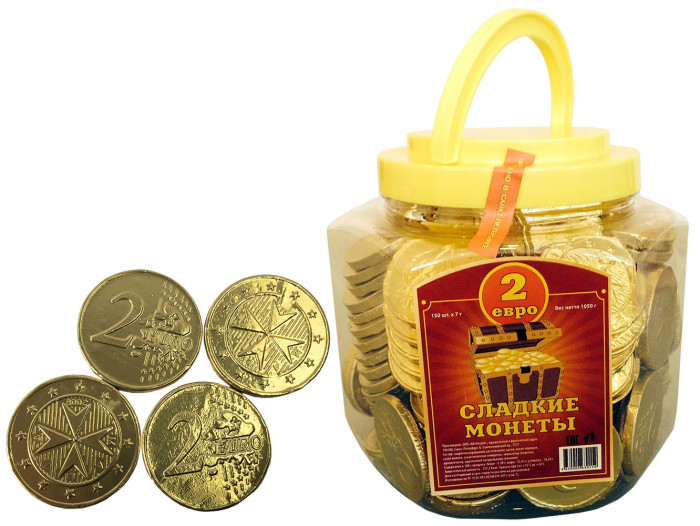 Russia Шоколадные монеты 2 Евро 150 шт. КТ93723 - фото 1