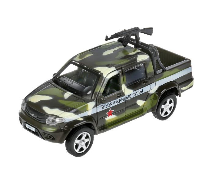 Технопарк Машина металлическая Пикап с пулемётом камуфляж 12 см технопарк грузовик военный камуфляж 14 см
