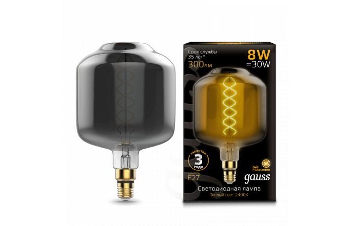 

Светильник Gauss Лампа Vintage Filament Flexible LED DL180 8W E27 2400K, Лампа Vintage Filament Flexible LED DL180 8W E27 2400K