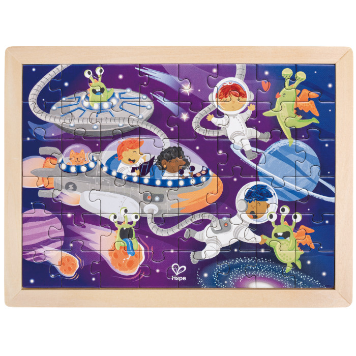 Hape Пазл и раскраска Космические друзья Умняша 2 в 1 макси раскраска космические пришельцы