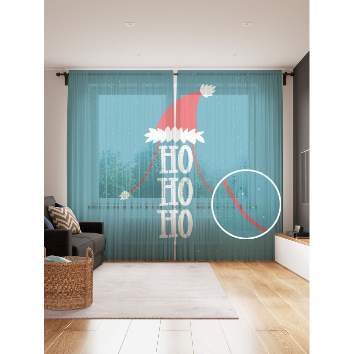 JoyArty Фототюль Хо-хо-хо в новогоднюю ночь 2 полотна со шторной лентой + 50 крючков 145x265 см