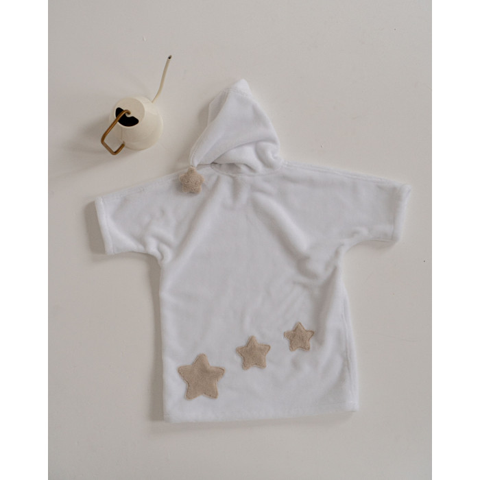 Белый хлопок Полотенце-пончо с капюшоном Звезды