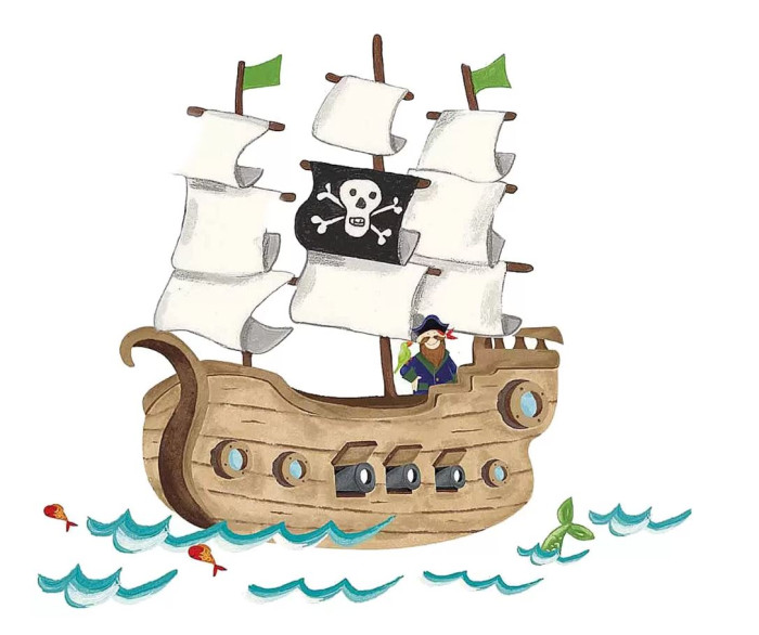 RoomMates Наклейки для декора Пиратский корабль чернильные замарашки путешествие на пиратский корабль