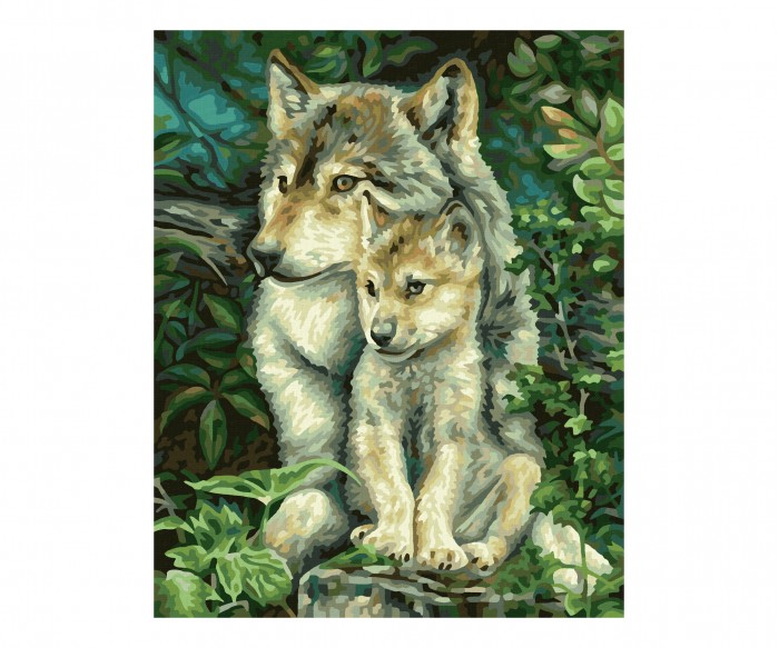 цена Картины по номерам Schipper Картина по номерам Мама-волчица 30х24 см