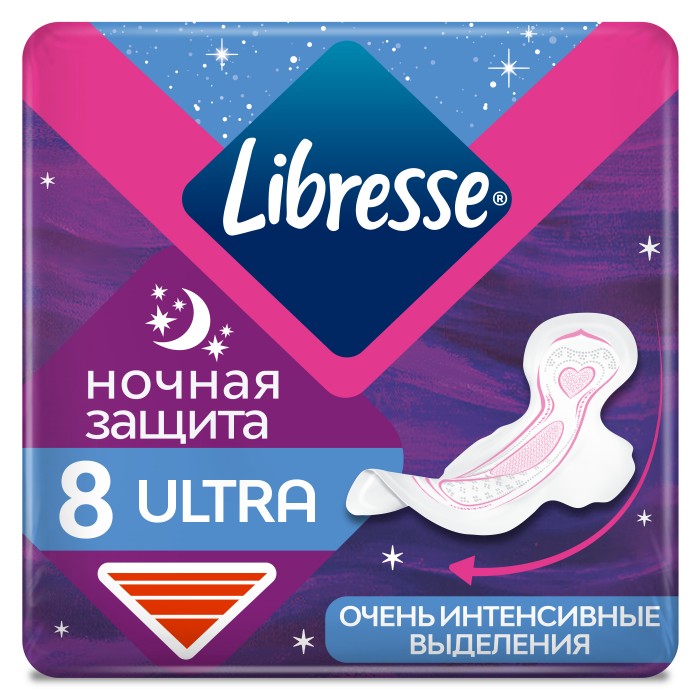  Libresse Гигиенические Прокладки Ultra Ночные с мягкой поверхностью 8 шт.