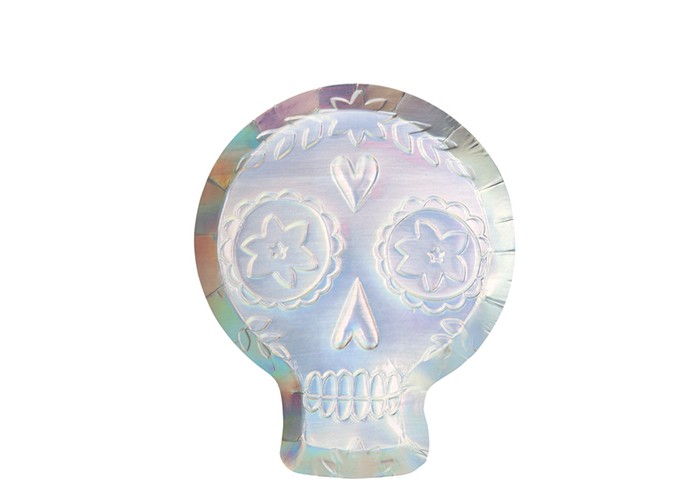 цена Товары для праздника MeriMeri Тарелки с голографией Сахарный череп