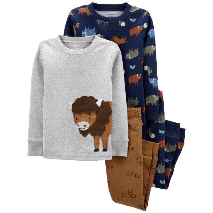 цена Домашняя одежда Carter's Пижама для мальчика с быками (4 предмета)
