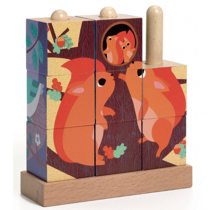 Деревянная игрушка Djeco Кубики пазл В лесу домик в лесу иллюстрации инги мур