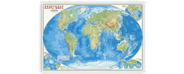 Геодом Карта настенная на рейках Мир Физический 101х69 см