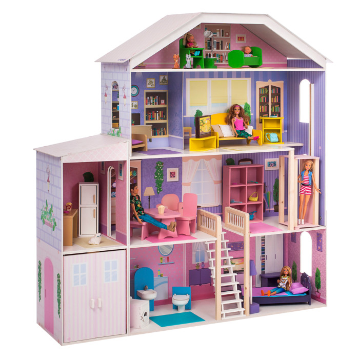 Кукольные домики и мебель Paremo Деревянный кукольный домик Фантазия с гаражом и мебелью (23 предметов) кукольный домик мечта с мебелью paremo