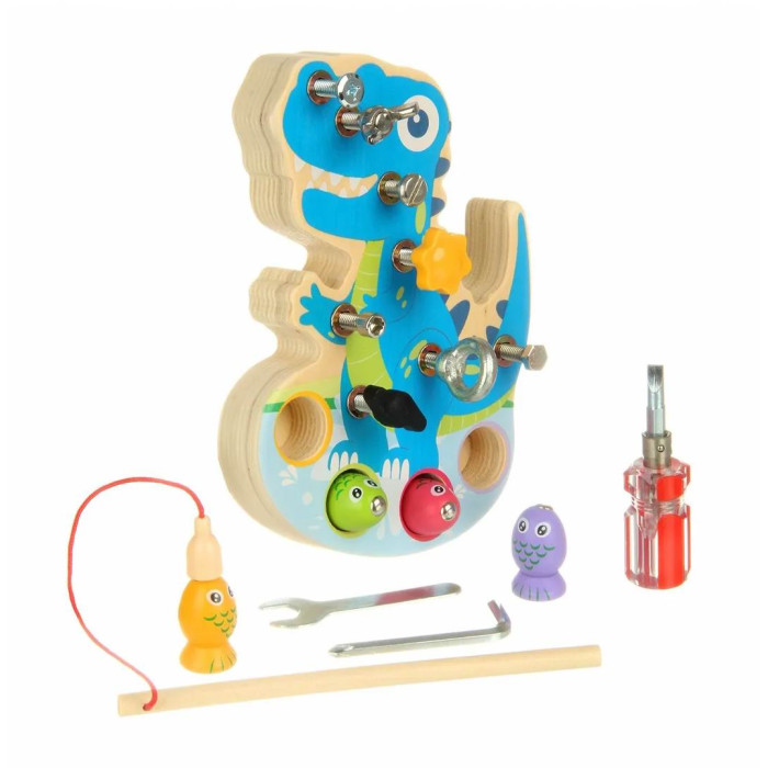 Деревянные игрушки Фабрика фантазий Собери динозавра + рыбалка деревянные игрушки фабрика фантазий веселая математика