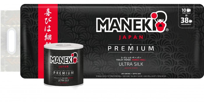  Maneki Бумага туалетная B&W Black гладкая с ароматом жасмина 3 слоя  10 рулонов