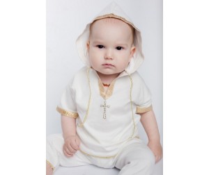  Soon-mom Крестильный набор для мальчика (рубашка и штаны) KN001 - Золото