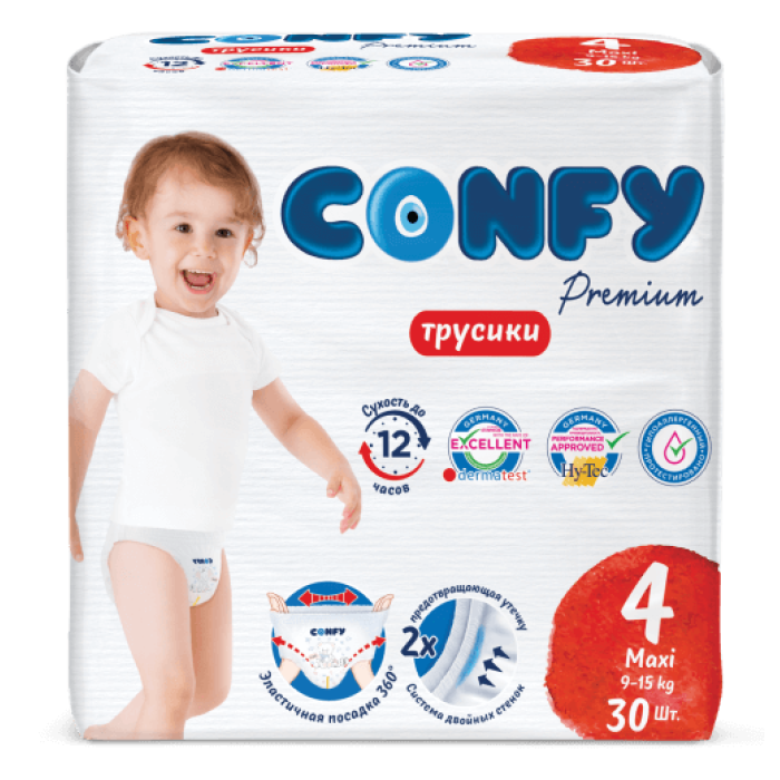  Confy Трусики-подгузники детские Premium Maxi р.4 (9-15 кг) 30 шт.