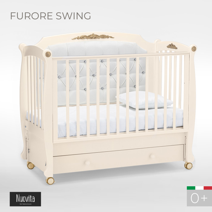 детская кровать nuovita furore swing продольный bianco белый Детские кроватки Nuovita Furore Swing продольный маятник