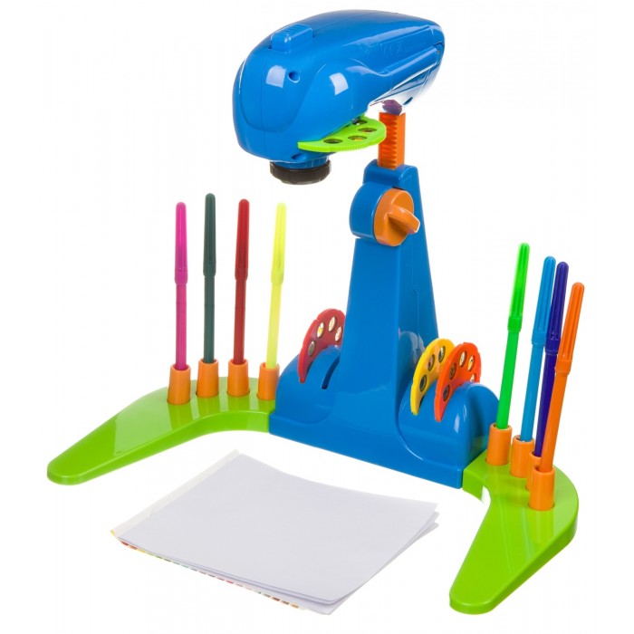 Bondibon Проектор для рисования с фломастерами и бумагой краски для рисования пальчиками для детей от 1 года olki в наборе 6 ов вес набора 300 г гелеобразные
