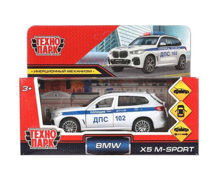 Машины Технопарк Машина BMW X5 M-sport полиция 12 см модель машины технопарк bmw x5 m sport серебристая инерционная металлическая 12 см двери багаж x5 12 sr