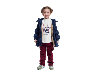  Cascatto  Комплект для девочки демисезонный утепленный (куртка, лонгслив, брюки) KOMD18/37 - Темно-синий/Темно-бордовый