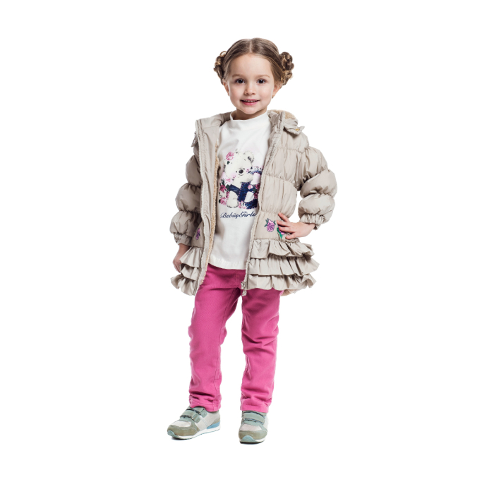  Cascatto  Комплект для девочки демисезонный утепленный (куртка, лонгслив, брюки) KOMD18/37 - Бежевый/Темно-розовый