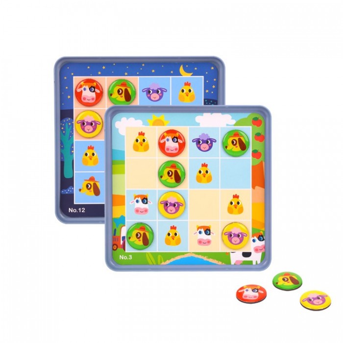 Игры для малышей Tooky Toy Магнитная игра-судоку Ферма магнитная игра головоломка зимнее судоку
