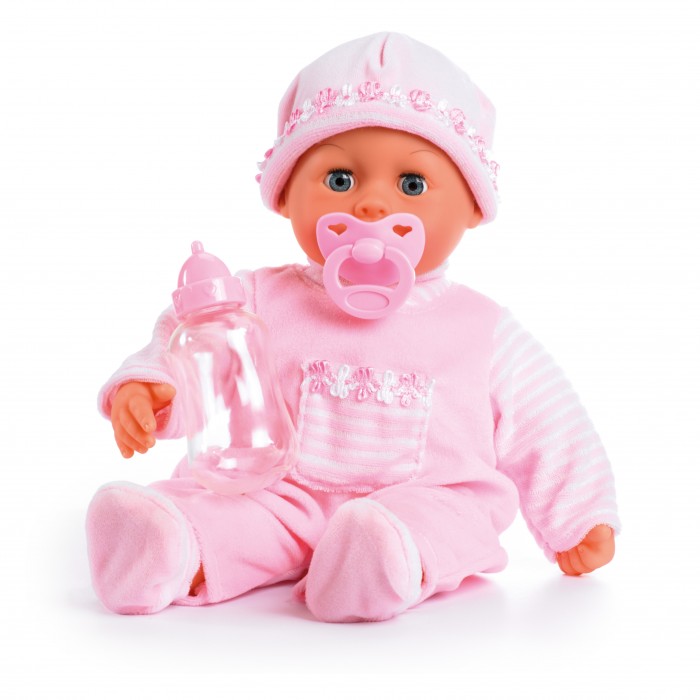 интерактивная кукла bayer анна 38 см в сером комбинезоне в горошек 93822ab Куклы и одежда для кукол Bayer Малыш - мои первые слова 38 см 93824AA