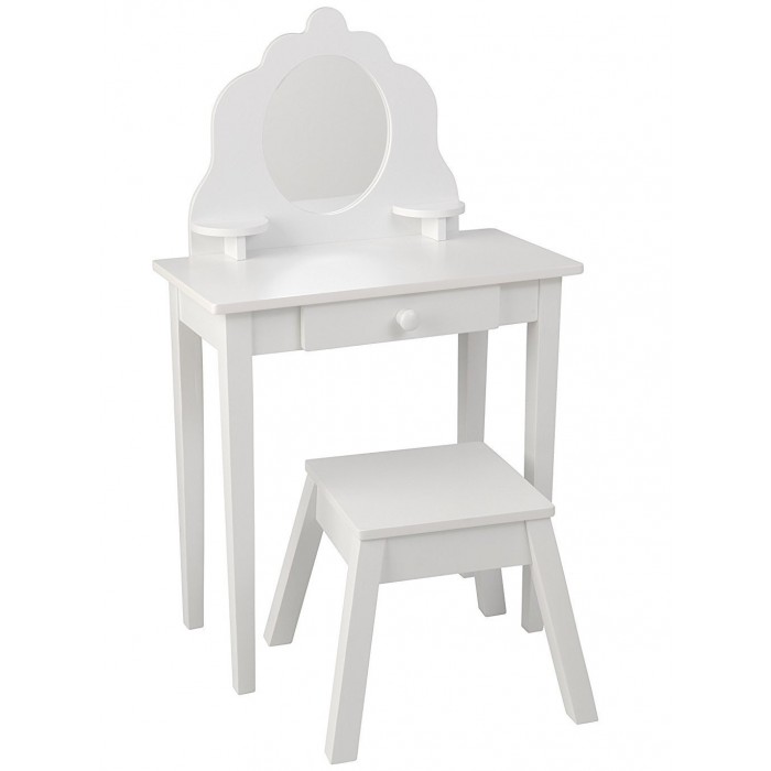 Детские столы и стулья KidKraft Туалетный столик из дерева для девочки Модница (White Medium Vanity & Stool)