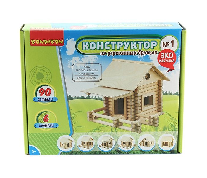 

Деревянная игрушка Bondibon из деревянных брусьев №1 Bох (90 деталей), из деревянных брусьев №1 Bох (90 деталей)