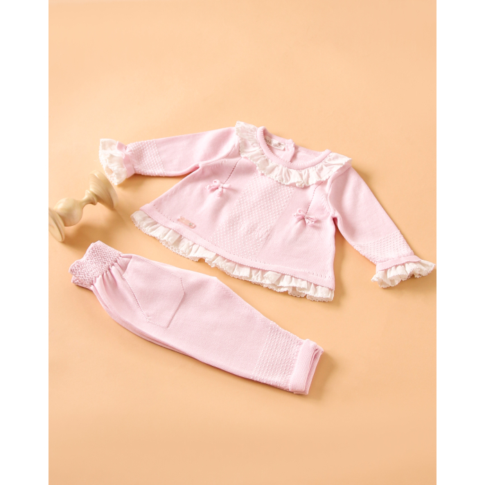 Комплекты детской одежды Leoking Костюм с воланами (кофта и штанишки) 8424 комплекты детской одежды топотушки комплект кофта и штанишки дуэт