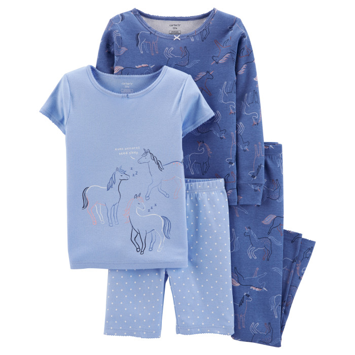 Carter's Пижама для девочки с единорогами (4 предмета) 3M063410