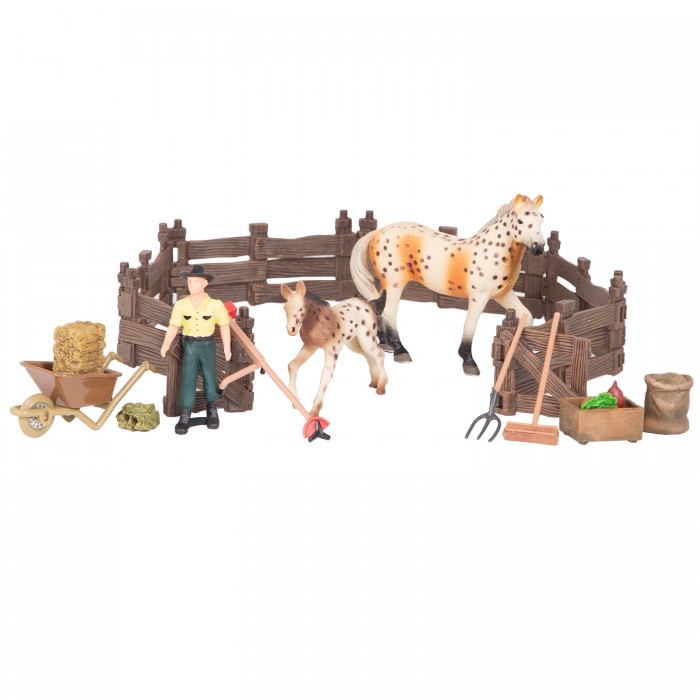 Игровые фигурки Masai Mara Набор фигурок Мир лошадей (конюшня, лошади, фермер, инвентарь) ММ205-072