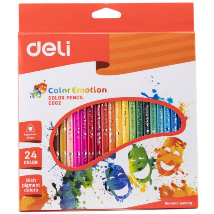 Deli Карандаши цветные Color Emotion трехгранные 24 цвета EC00220 - фото 1