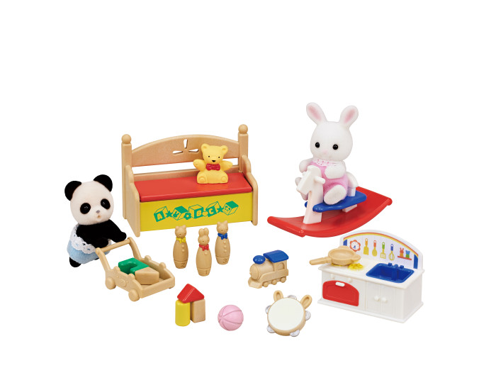 Игровые наборы Sylvanian Families Набор Детская игровая комната с малышами Пандой и Снежным кроликом