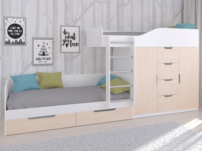 Кровати для подростков РВ-Мебель двухъярусная Астра 6 (Белый)