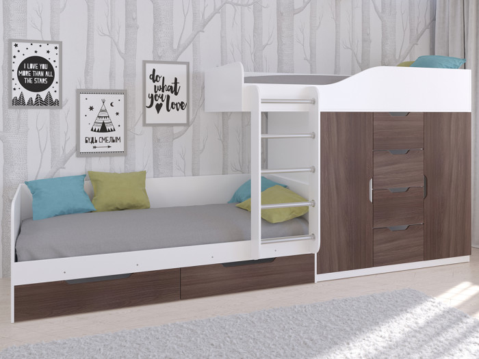 Кровати для подростков РВ-Мебель двухъярусная Астра 6 (Белый)