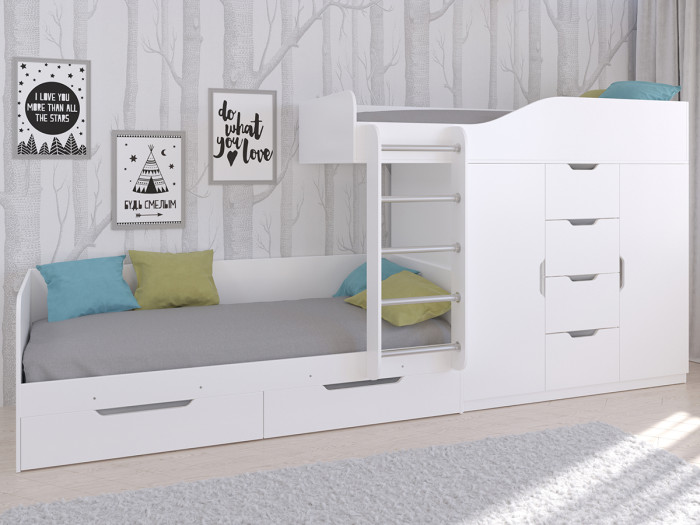 Кровати для подростков РВ-Мебель двухъярусная Астра 6 (Белый) кровати для подростков рв мебель двухъярусная лео дуб молочный