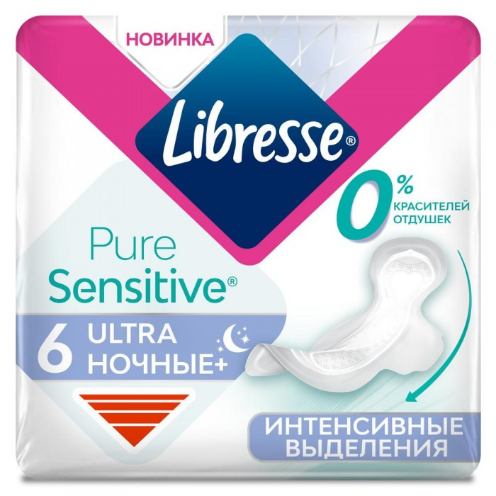 

Libresse Гигиенические прокладки Ultra Pure Sensitive Ночные 6 шт. 10 упаковок, Гигиенические прокладки Ultra Pure Sensitive Ночные 6 шт. 10 упаковок