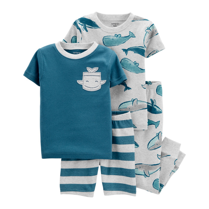 цена Домашняя одежда Carter's Пижама для мальчика с китами (4 предмета)