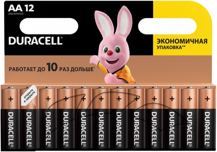 Duracell Батарейка алкалиновая Basic AA (LR06) 12 шт. шт 5000394006546