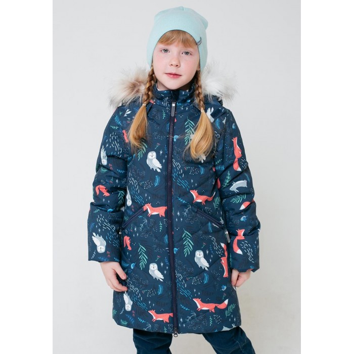 Верхняя одежда Crockid Утепленное пальто для девочки Лесные животные