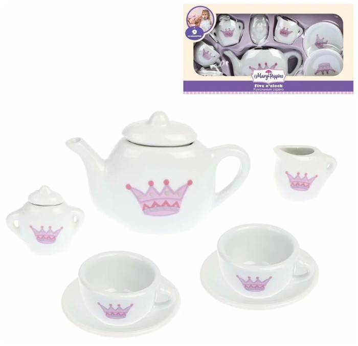 ролевые игры mary poppins чайный набор зайка 14 предметов Ролевые игры Mary Poppins Набор фарфоровой посуды Корона (9 предметов)