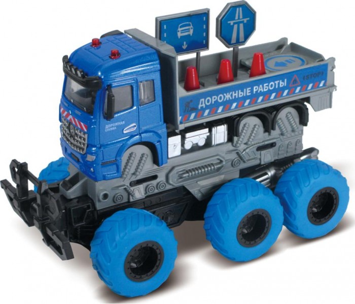 Funky Toys Грузовик с дорожными знаками с краш-эффектом funky toys строительный грузовик инерционный die cast