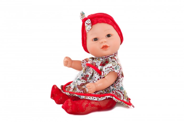 Куклы и одежда для кукол Dnenes/Carmen Gonzalez Кукла-пупс Бебетин в платье и красных колготках 21 см