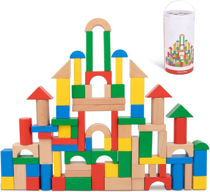 набор деревянных кубиков для детей и малышей лавка гудвина Деревянные игрушки Tooky Toy Набор кубиков 100 шт. TH467